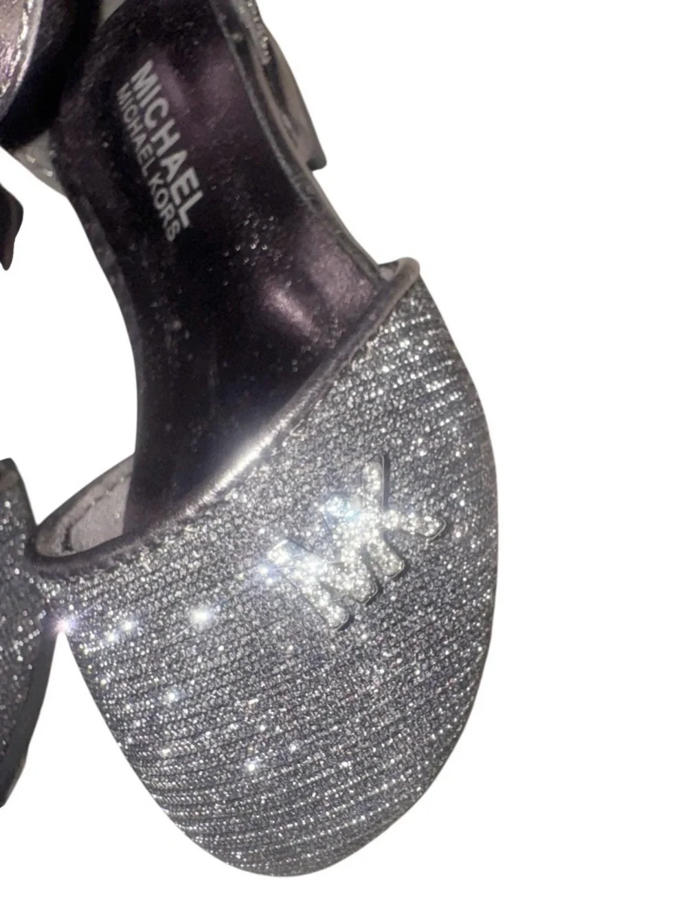NEW Michael Kors Kitten Kalls gunmetal silver dress shoes girl’s size 8
